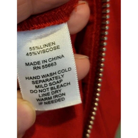 Rachael Zoe Red Linen Blend Lightweight Full Zip Jacket Pockets Sz L - Picture 6 of 7